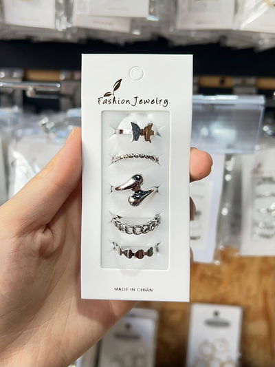 ANILLOS PLATEADOS X 5 X SET