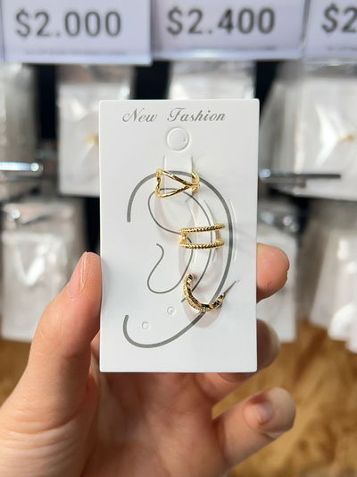 EAR CUFF DORADO X 3 X SET