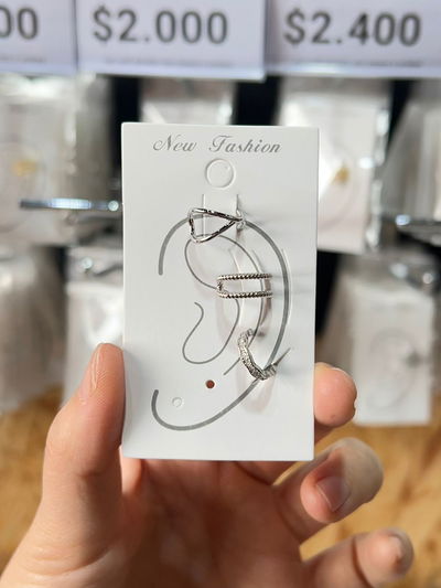 EAR CUFF PLATEADO X 3 X SET