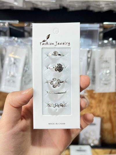 ANILLOS PLATEADOS X 5 X SET