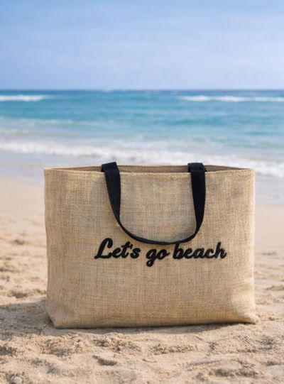 BOLSO DE RAFIA CON LETRAS Y MANIJA NEGRA X UNIDAD