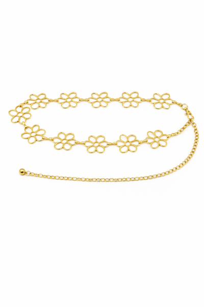 CINTO CADENA DE METAL DORADO FLOR X UNIDAD