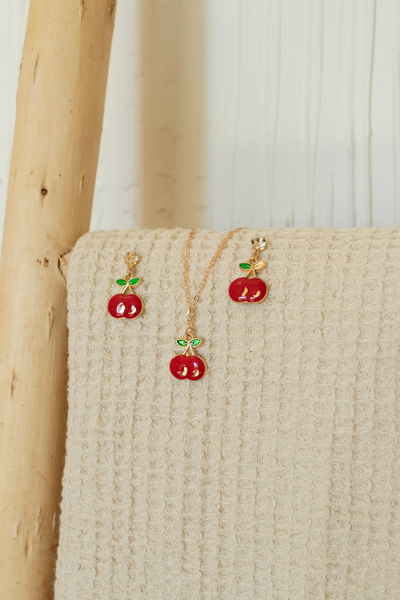 SET 1 COLLAR CON DIJE Y PAR DE ARITOS DORADO X SET