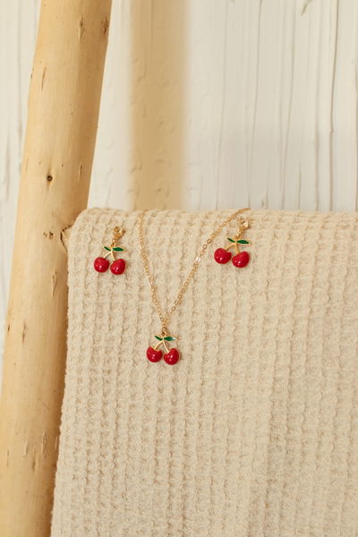 SET 1 COLLAR CON DIJE Y PAR DE ARITOS DORADO X SET