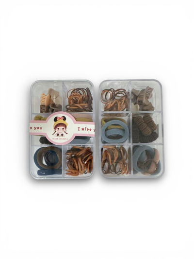 SET ACCESORIOS DE PELO SURTIDOS EN CAJA ACRÍLICO X SET