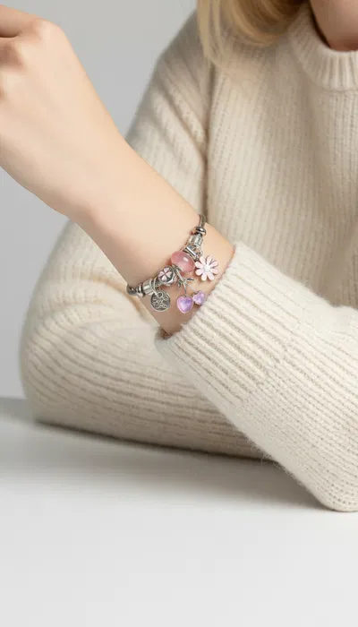 PULSERA ESCLAVA DE ACERO CON DIJES X UNIDAD