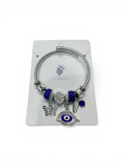 PULSERA ESCLAVA DE ACERO CON DIJES X UNIDAD