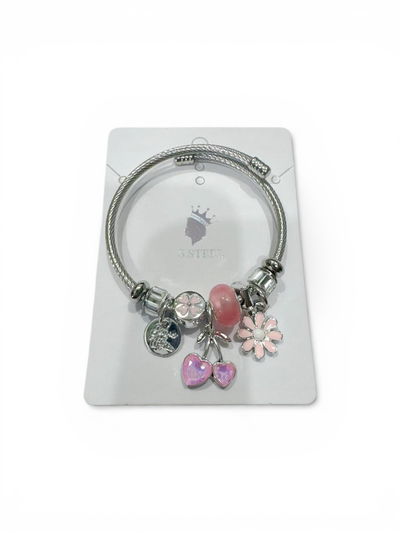 PULSERA ESCLAVA DE ACERO CON DIJES X UNIDAD