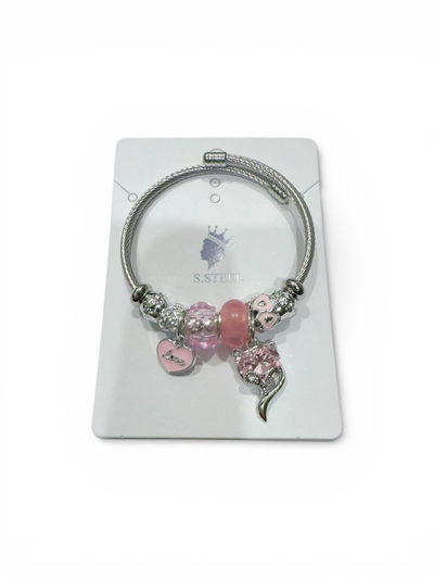 PULSERA ESCLAVA DE ACERO CON DIJES X UNIDAD