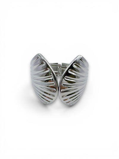 PULSERA SHELL ANCHA DE METAL PLATEADO X UNIDAD