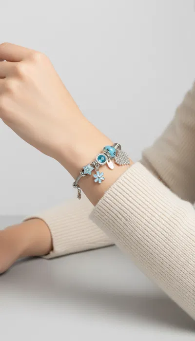 PULSERA ESCLAVA DE ACERO CON DIJES X UNIDAD