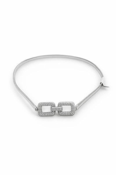 CINTO ELASTICO CON APLIQUE PLATEADO CON STRASS X UNIDAD