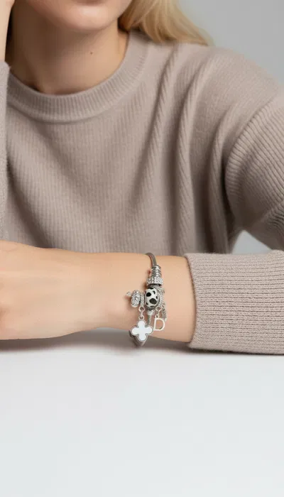 PULSERA ESCLAVA DE ACERO CON DIJES X UNIDAD