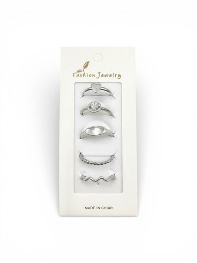 ANILLOS PLATEADOS X 5 X SET
