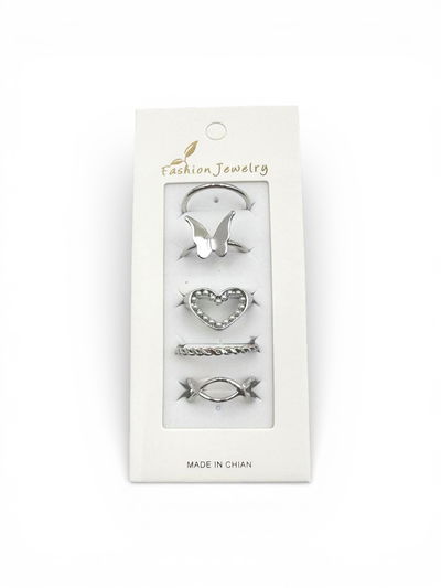 ANILLOS PLATEADOS X 5 X SET