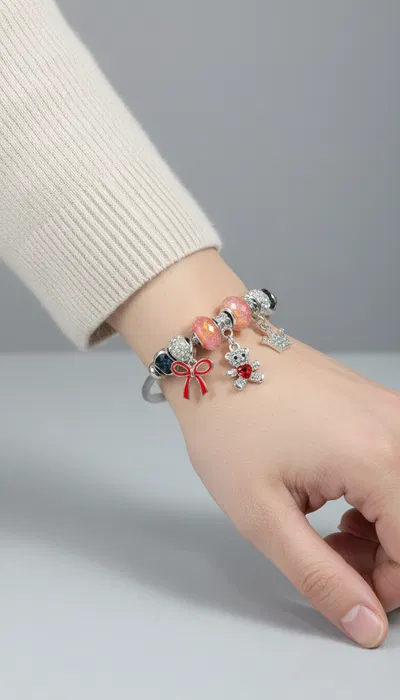 PULSERA ESCLAVA DE ACERO CON DIJES X UNIDAD