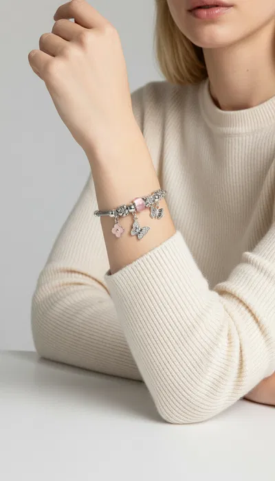 PULSERA ESCLAVA DE ACERO CON DIJES X UNIDAD