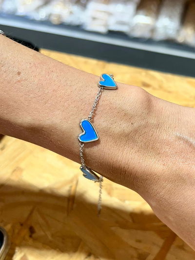 PULSERA DE ACERO CON 5 DIJES X UNIDAD