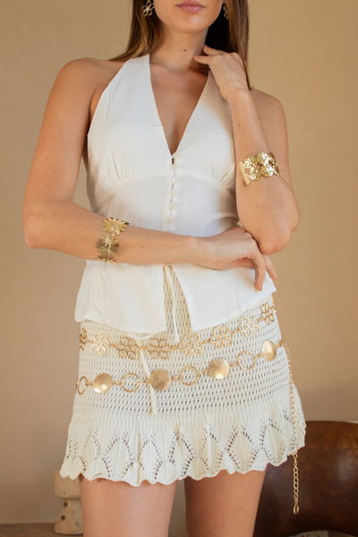 CINTO CADENA DE METAL DORADO FLOR X UNIDAD