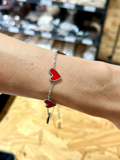 PULSERA DE ACERO CON 5 DIJES X UNIDAD