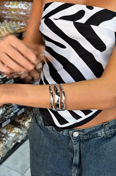 PULSERA DE METAL PLATEADO X UNIDAD