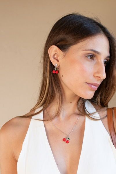 SET 1 COLLAR CON DIJE Y PAR DE ARITOS PLATEADO X SET