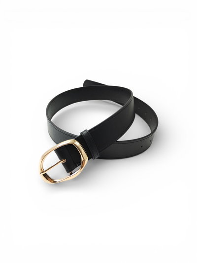 CINTO ANCHO ECOCUERO NEGRO CON HEBILLA X UNIDAD