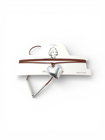 CHOCKER CON CORAZÓN GRANDE PLATEADO X UNIDAD