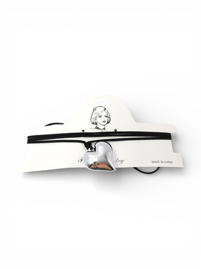 CHOCKER CON CORAZÓN GRANDE PLATEADO X UNIDAD