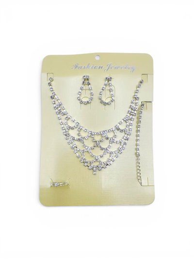 SET DE AROS COLLAR PULSERA ANILLO CON STRASS X SET