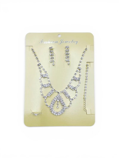 SET DE AROS COLLAR PULSERA ANILLO CON STRASS X SET