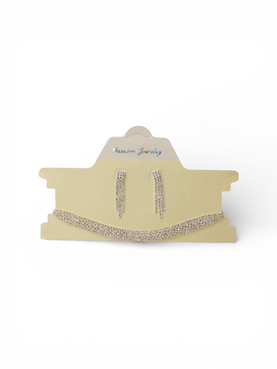 SET DE AROS Y COLLAR CON STRASS X SET