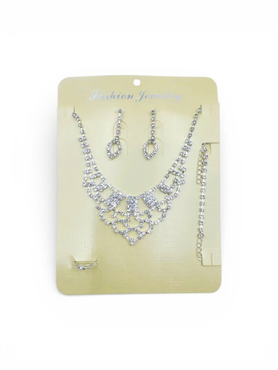 SET DE AROS COLLAR PULSERA ANILLO CON STRASS X SET