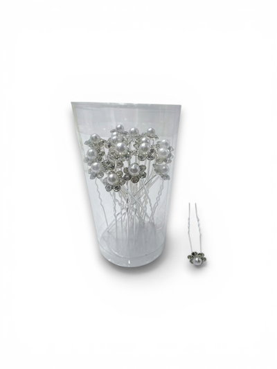 HORQUILLAS FLOR CON PERLA Y STRASS X 20 X TUBO