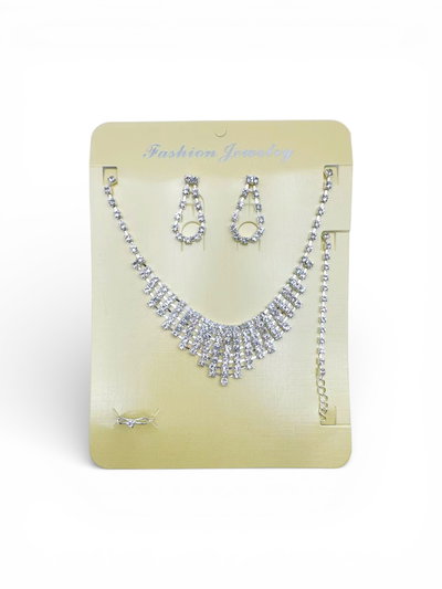 SET DE AROS COLLAR PULSERA ANILLO CON STRASS X SET