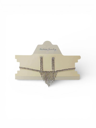 SET DE AROS Y COLLAR CON STRASS X SET