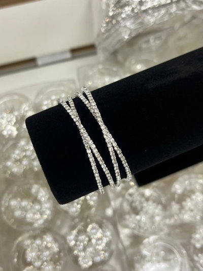 PULSERA STRASS CRUZADA X UNIDAD
