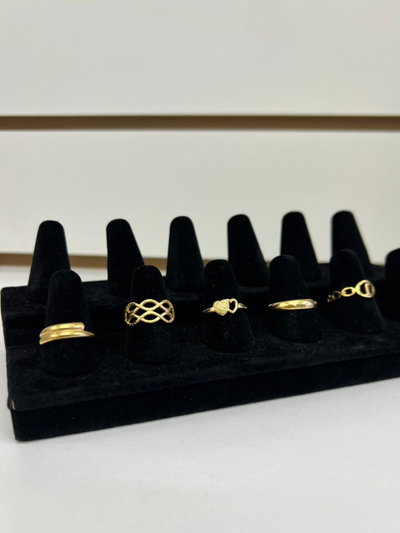 ANILLOS DE ACERO DORADOS X 5 X SET