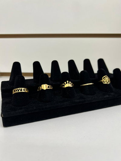 ANILLOS DE ACERO DORADOS X 5 X SET