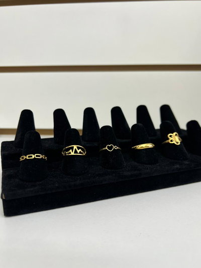 ANILLOS DE ACERO DORADOS X 5 X SET