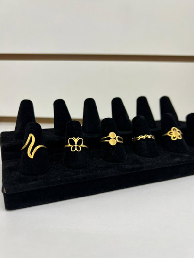 ANILLOS DE ACERO DORADOS X 5 X SET