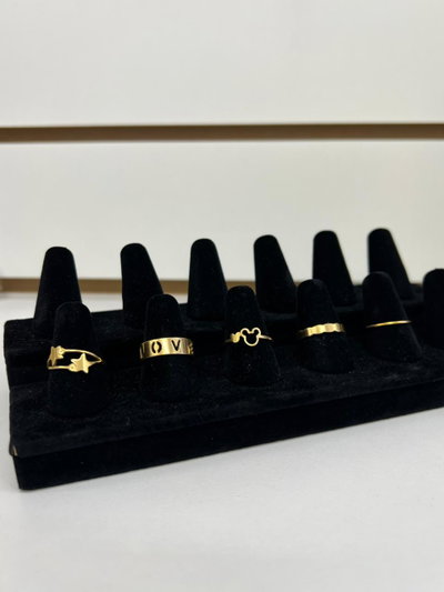 ANILLOS DE ACERO DORADOS X 5 X SET