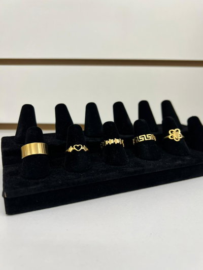 ANILLOS DE ACERO DORADOS X 5 X SET