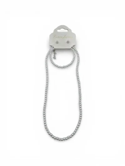 SET COLLAR AROS PULSERA PERLAS 0,4 CM X SET