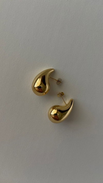 AROS GOTA ACERO DORADO X PAR