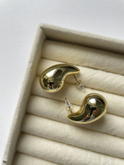 AROS GOTA ACERO DORADO X PAR