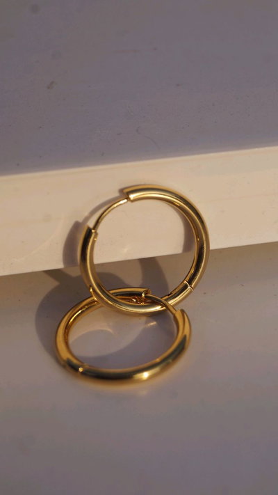AROS DE ACERO ARGOLLA DORADOS 20MM X 12 PARES