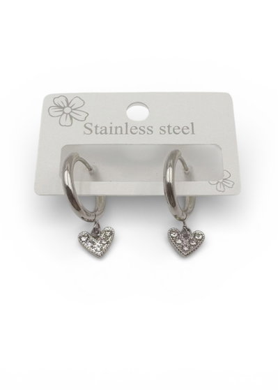AROS DE ACERO ARGOLLA CON DIJE STRASS X PAR