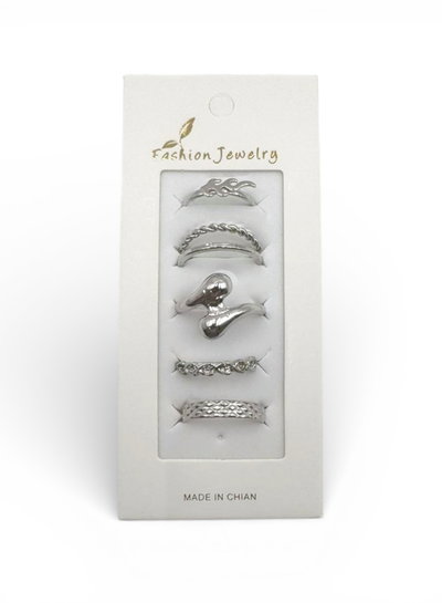 ANILLOS PLATEADOS X 5 X SET