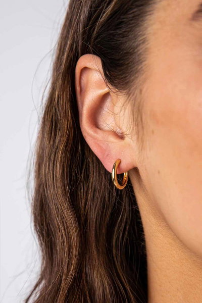 AROS DE ACERO ARGOLLA DORADOS 12MM X 12 PARES